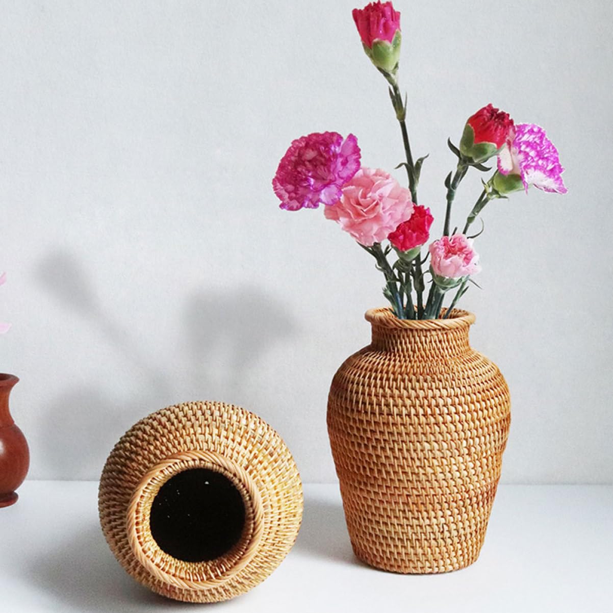 Amazon.co.jp: ORFOFE 手工藤編デコレーション花瓶 ラ製の花瓶